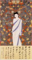 近現代-張大千-天竺歌姬-款1950-紙本-縱70.0橫50.8公分-私人收藏