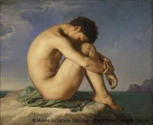 Hippolyte Flandrin (1809-1864)Nude Youth Sitting by the Sea, Study1836Oil on canvasH. 98; W. 124 cmP