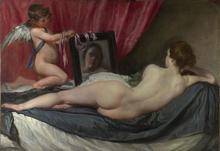 文藝復興時期是裸體藝術發展的一個高峰，女性裸體藝術畫也在此時期發展興盛，如迪亞哥的《鏡前的維納斯》。圖片來源：https://www.wikipedia.org/